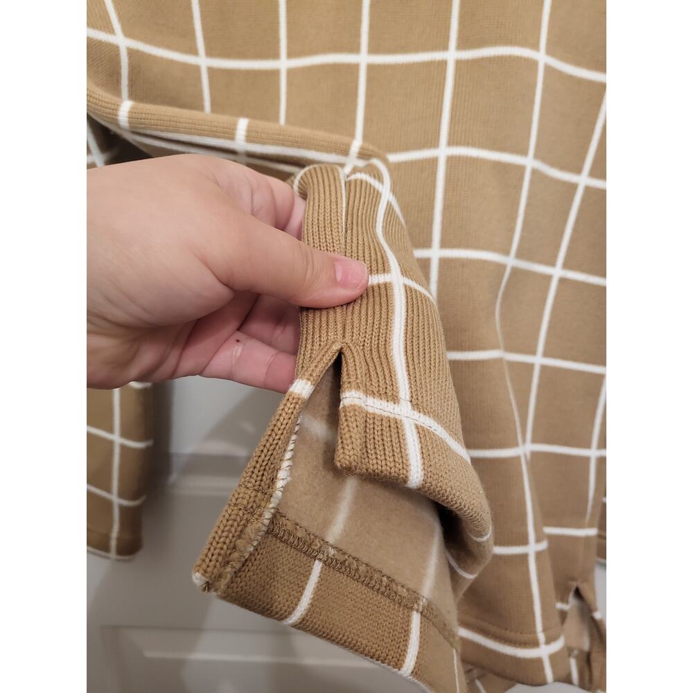 J. Crew Factory Long-sleeve Funnelneck Sweater Camel Windowpane Gridline S - Picture 3 of 6